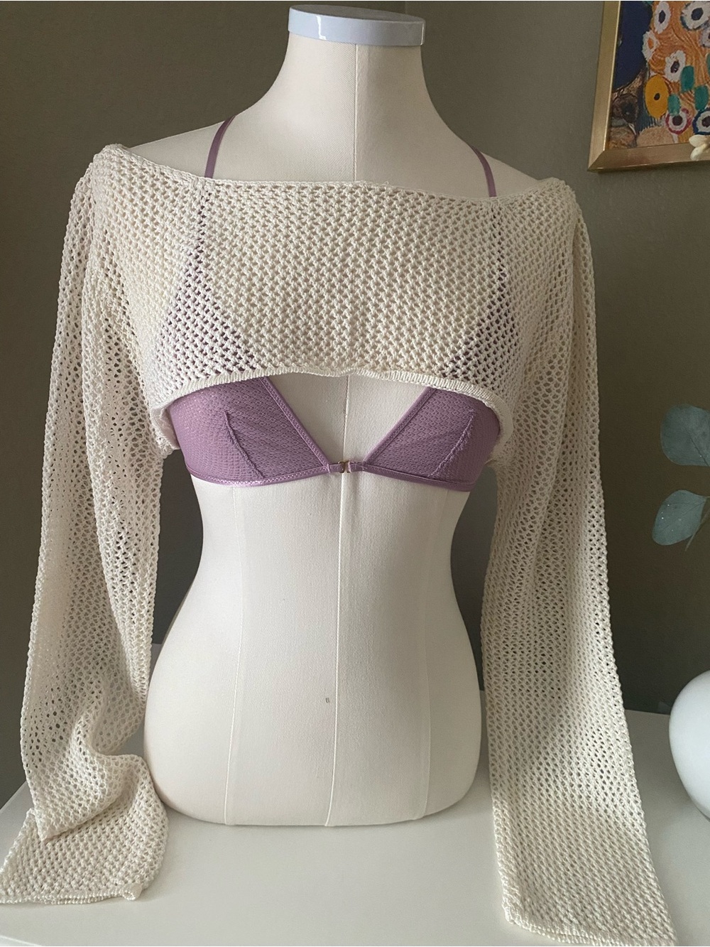 NWT Cream Knit Shrug With Long Sleeves